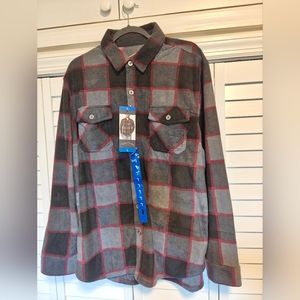 Freedom Foundry Plaid Fleece Shirt Jacket Pockets Shacket L NEW *Ships Friday*
